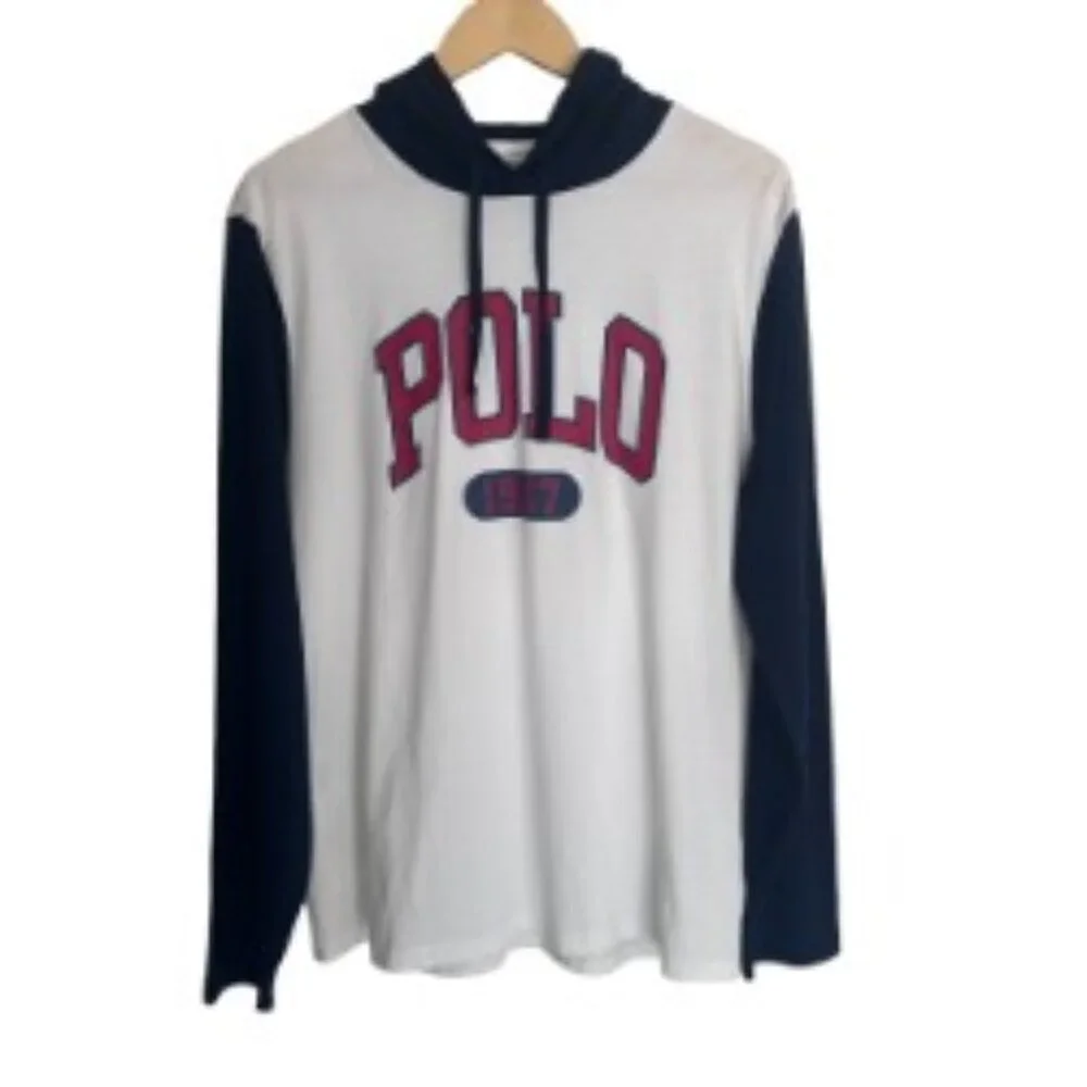 Polo White Hoodie Pullover Shirt Medium